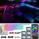 Dreamcolor Acrylic Interior Car LED Strip Light with Wireless APP, RGB 6 in 1 with 175 inches 600 LEDs Fiber Optic Car Ambient Lighting Kits, Sound Active Function LED Strip for Car Accessories