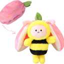 MIAODAM Bee Plush Toy, 11.8" Strawberry Bee Plush, Soft Plush Doll for Kids & Adults - Perfect for Birthday Party, Christmas, Valentine's Day