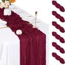6 Pack Burgundy Cheesecloth Table Runner, 17 x 108 inch, Semi Sheer Boho Cheese Cloth Fabric Table Runner Bulk for Wedding, Birthday, Party, Holiday, Home Decor (Burgundy)