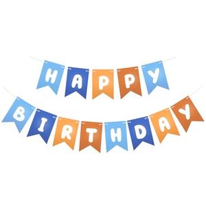 Blue and Orange Birthday Banner, Blue Orange Happy Birthday Banners, Bluey Banner Party Decorations for Adults, Boys, Girls Party Supplies