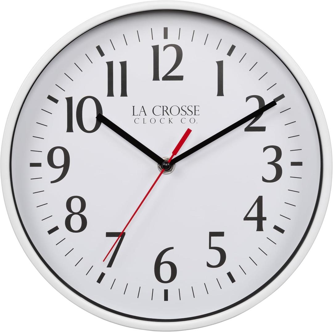 La Crosse 4043025W 10inch Basics Quartz Analog Wall Clock  White