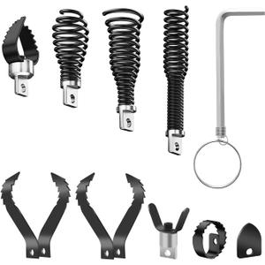 9-Piece Drain Auger Drill Attachment for 5/16-3/4" Cable, Heavy-Duty Steel Construction, Fits 50FT-100FT Drain Machines,Rust-Resistant for Sink/Shower/Toilet Clogs