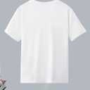 Girl's Drop Shoulder Letter Star Print Tee Tops Loose Short Sleeve Crew Neck T Shirts (White)