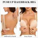 Upushall Women's Push Up Racerback Bra Front Closure Thick Padded Seamless Criss-Cross Back Underwire Bra Add Two Cup, 42A