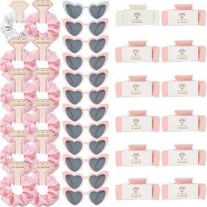 Bridesmaid Scrunchies Proposal Hair claws clips Set of 12 Bridal Shower heart sunglasses Gifts for Wedding Bachelorette Party Favors (36pcs White&Pink)
