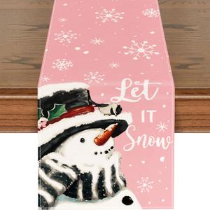 Christmas Table Runners 72 inches Long Linen Christmas Decoration Winter Xmas Holiday Kitchen Dining Table Decor for Indoor Outdoor Home Party Supply Christmas Decorations Clearance