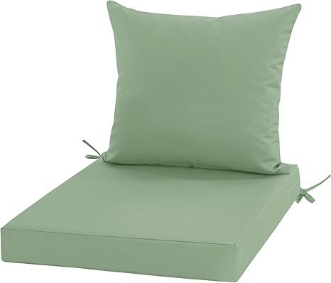 Ottowood High Back Outdoor Chair Cushions Set of 2-44''x20'' Patio Dining Chair Cushions with Waterproof, Fade-Resistant, Removable & Machine-Washable Covers, Sage Green
