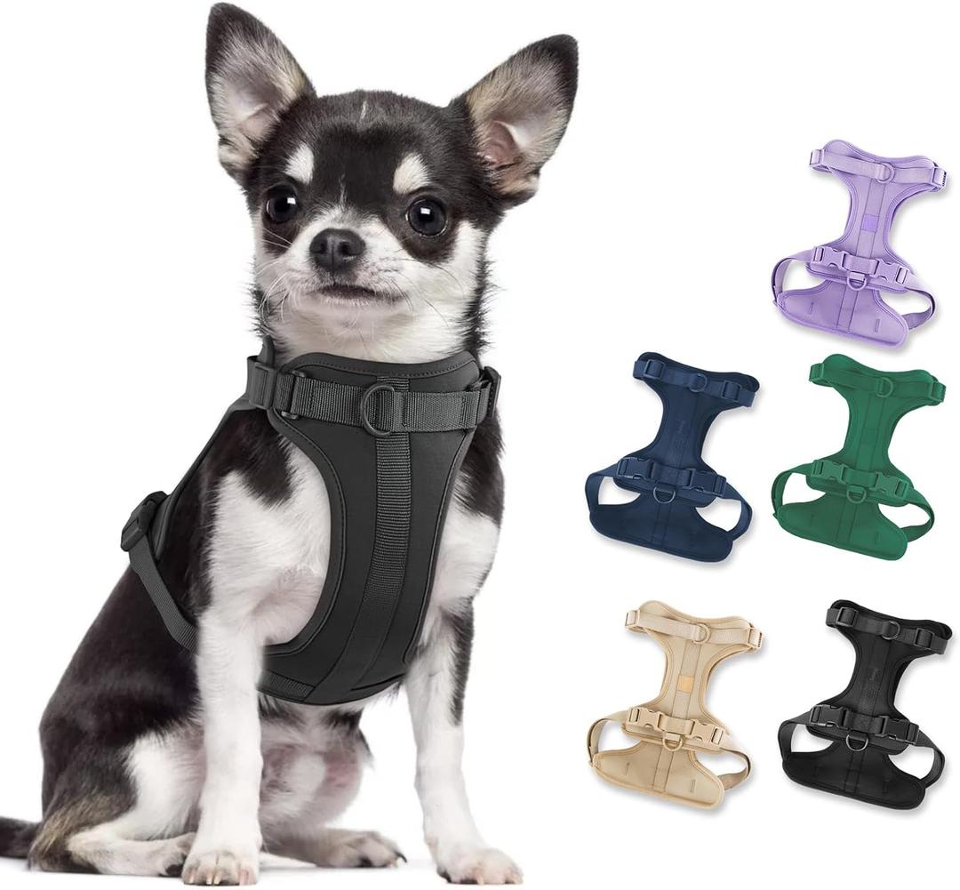 Wisedog No Pull Lightweight Dog Harness: Adjustable Breathable Mesh Pet Vest Harness with Soft & Comfortable Cushion, for Small Medium Large Dogs (Small, Black) (S:Neck=11"-14"/Chest=15"-21")