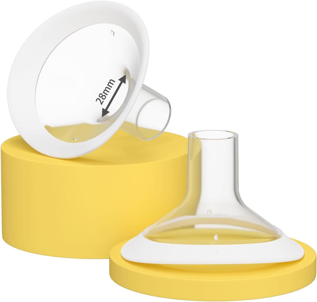 2 Pack 28mm Oval Flanges with Soft Flexible Rim and 105 Wide Angle, Breast Pump Shields Flanges for Medela Pump in Style, Symphony, Freestyle, Sonata, Maxflow and Lansinoh Signature Pro Breast Pumps