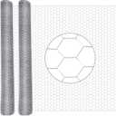 GlikCeil 36 in x 200 ft Chicken Wire Fencing Metal Floral Chicken Wire Mesh for Crafts Poultry Garden, 1 Inch Hexagonal Galvanized Hardware Cloth Netting for Poultry Coop Barrier Rabbit Cage(Silver)