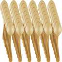 Nuogo 500 Pcs Gold Mini Spoons for Desserts 3.7 Inch Small Plastic Disposable Spoons Bulk Tiny Serving Utensils for Cake, Sample, Ice Cream, Appetizer, Pudding