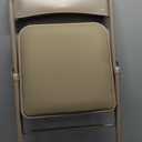 DUMOS 2 Pack Leather Padded Folding Chair, Indoor Outdoor Portable Stackable Commercial Seat with Steel Frame, Capacity for Home, Office, Party, Comfy, Kahki