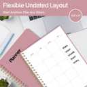 Undated Weekly Planner, 8.5" x 11", Dashboard Layout with Yearly Review, Monthly Calendars, & Weekly To Do List, Spiral Bound Organizer for Work, Study & Life (Pink)