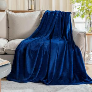JIAHANNHA Classic Blue Throw Blanket Fleece Blanket Throw Size(50 by 60 Inches), Super Soft Cozy Plush Blanket for Couch Sofa Bed, Lightweight Warm Bed Blankets for Adults, All Season