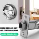 Pocket Door Lock with Key, Round Recessed Pocket Door Latch with Hidden Pull Ring, 2-3/8" Backset (1 Pack Silver)