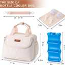 Breastmilk Cooler Bag with Ice Pack Fits 6 Baby Bottles up to 9 Ounce, Wearable Breast Pumps Cooler Bag for Nursing Mom Daycare, Work, Travel- White