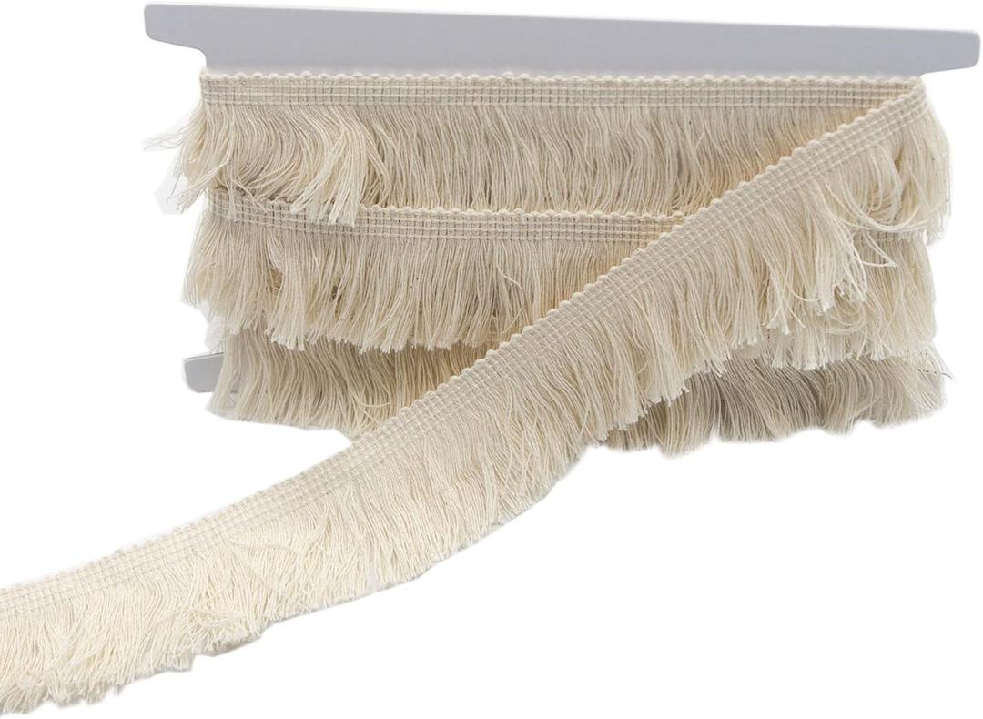 Beige Color 6 Yards Cotton Fringe Tassel Trim for DIY Decoration (1-1/2 Inch)