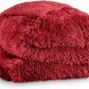 Shaggy Faux Fur Sherpa Blanket - Super Soft, Fuzzy, Fluffy - Reversible Cozy Warm Blanket for Couch, Sofa, Chair, Bed - Luxury Home Decor (Throw/Travel, Red)