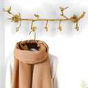Brass Hanger Wall Mounted Long, 6 Hooks for Hanging Jackets, 20 inch Hook Rack, Hook Rail, Hanger Wall Mounted, Used for Clothes, Jackets, Hats, Gold