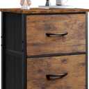 WLIVE Night Stand, Small Dresser with 2 Drawers & Wooden Top, Nightstand with Fabric Bins, Bedside Table End Table for Bedroom, Closet, Entryway, College Dorm, Rustic Brown (11.8"D x 15.7"W x 20.9"H)