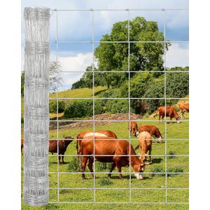 GarveeLife Cattle Farm Fence, 5 ft x 328 ft Galvanized Wire Fencing for Goat, Deer, Hog Yard Livestock Animals Protection (Silver)