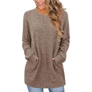 JomeDesign Sweters for Women Dressy Casual Long Sleeve Shirts Crewneck Fall Outfits with Pocket Tunic Tops XL
