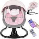 Baby Swing for Infants, 0-9 Months Baby Swing Support Music Playback, 5 Sway Speed, Electric Swing for Baby with Remote Control, Indoor & Outdoor Use (Pink)