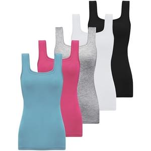BQTQ 5 Pack Womens Square Neck Tank Tops Sleeveless Ladies Tank Top Undershirts XXL