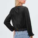 Women Long Lantern Sleeve Shirts Dressy Casual Loose Fit Fall V Neck Blouses Date Night Tops (Gold, XS)