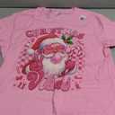 Christmas Vibes Retro Pink Santa Bubble Gum Xmas Women Girl T-Shirt M