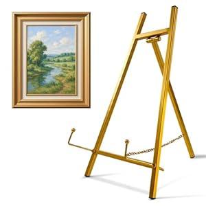 Falling in Art Metal Easel Stand, 16.5" Table Top Easel Stand for Display, Tripod Mirror Plate Stand Holder for Photos, Books and Wedding Signs, Black