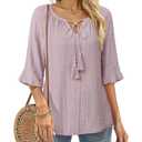 Furnex Dressy Blouses for Women: Business Casual - Dress Shirts for Women - Spring Tops for Women Trendy Ruffle Sleeve Clothing Pullovers Tunic for Ladies Comfort Outfits Pretty Shirts Lilac Purple M