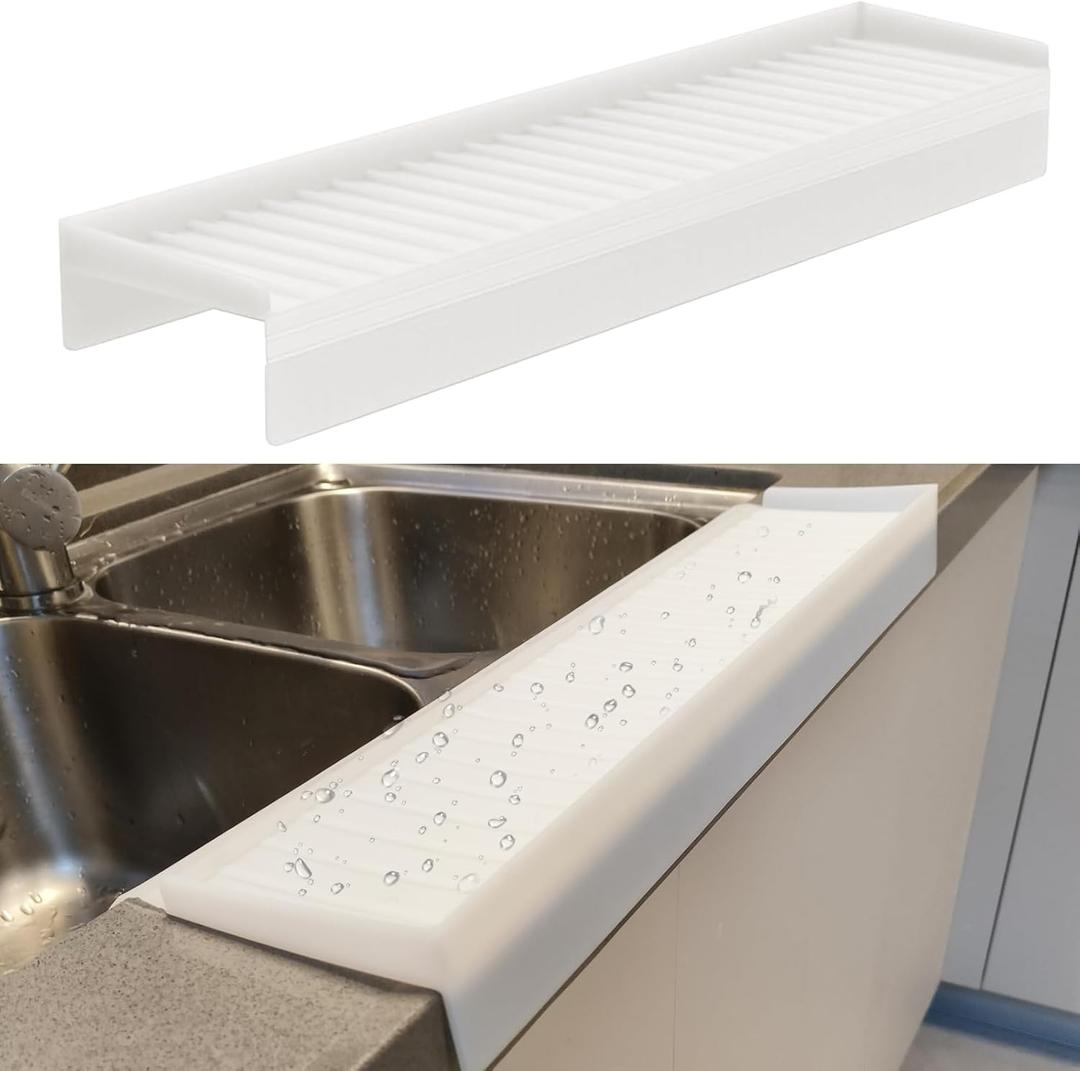 Silicone Edge Protectors - Multifunction Sink Accessories, Splash Guard & Draining Mat for Kitchen, Bathroom Sink, Steel, Granite, Quartz Countertops(Transparent) (4*20in)