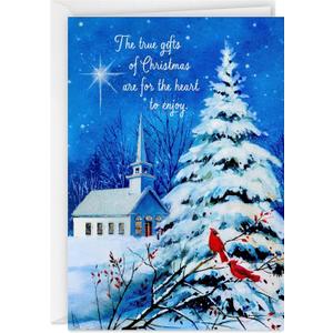 Dayspring Religious Christmas Cards (16 Cards and Envelopes) Winter Church