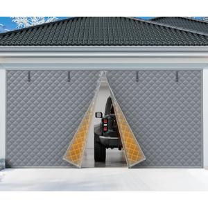 Car Garage Door Insulation Kit Fits 8x7 FT, Magnetic Thermal Insulated Door Curtain for Winter, Thermal Door Cover for Cold with Thickened Cotton, Garage Door Screen for 1 Car - Gray
