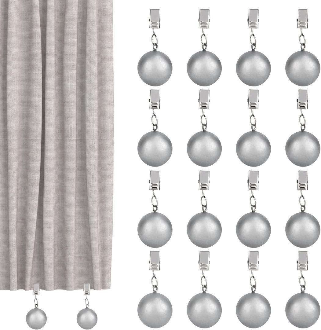BOXOB 16pcs Outdoor Curtain Weights, Metal Resin Windproof Waterproof All Weather Drapery Weights Ball Heavy Outdoor Secure Your Drapery Anchors Clip for Tablecloth Cover Flag Shower Liner