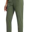 baleaf Womens Travel Pants with Zipper Pockets Stretchy Work Pants Business Casual Slacks Golf Pants Dressy with Pockets (Large, Green)