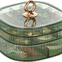 LETURE 3-Layer Acrylic Jewelry Organizer Box for Stud Earrings, Rings, Necklaces, Bracelets, Claw Clip Organizer, Small Bead Storage Containers for Crafts (Green)