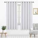 DWCN Wide Curtains for Living Room, 60W Inch Greyish White Curtain for Bedroom, Room Darkening Thermal Light Blocking Drapes - W60 x L63 Inches Long, 2 Panels