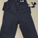 YALLET Baby Boy Clothes Suit 0-24 Months Infant Gentleman Outfits Formal Dress Shirt+Bowtie+Vest+Pants Set Baby Wedding Suits (6-12 Months, Navy Blue)