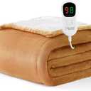 Homemate Heated Blanket Electric Throw - 50"x60" Heating Blanket Throw 1/2/4/6/8 Hours Auto-Off 10 Heat Level Over-Heat Protection Flannel Sherpa ETL Certification