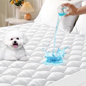 Muxhomo Twin Mattress Protector, 100% Waterproof Quilted Mattress Cover Twin, Noiseless Soft & Cooling Mattress Pad Cover, Deep Pocket 6"-21", White