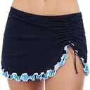 Profile by Gottex Women's Black Solid with Tricolore Side Slit Skirted Bottom with Tummy Control and Full Lining Essential 8