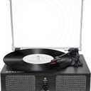 Vinyl Record Player Wireless Turntable with Built-in Speakers and USB Belt-Driven Vintage Phonograph Record Player 3 Speed for Entertainment and Home Decoration Black