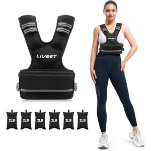 Adjustable Weighted Vest for Women Men, 20-32lb Weight Vest with 6 Ironsand Bags, Running Vest with Reflective Strips Adjustable Buckle Straps for Walking Strength Training
