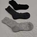 Facool Diabetic Socks for Men Women, Merino Wool Non-Binding Top Crew Socks with Cushion Sole, Seamless Toe 3 Pairs, Size L