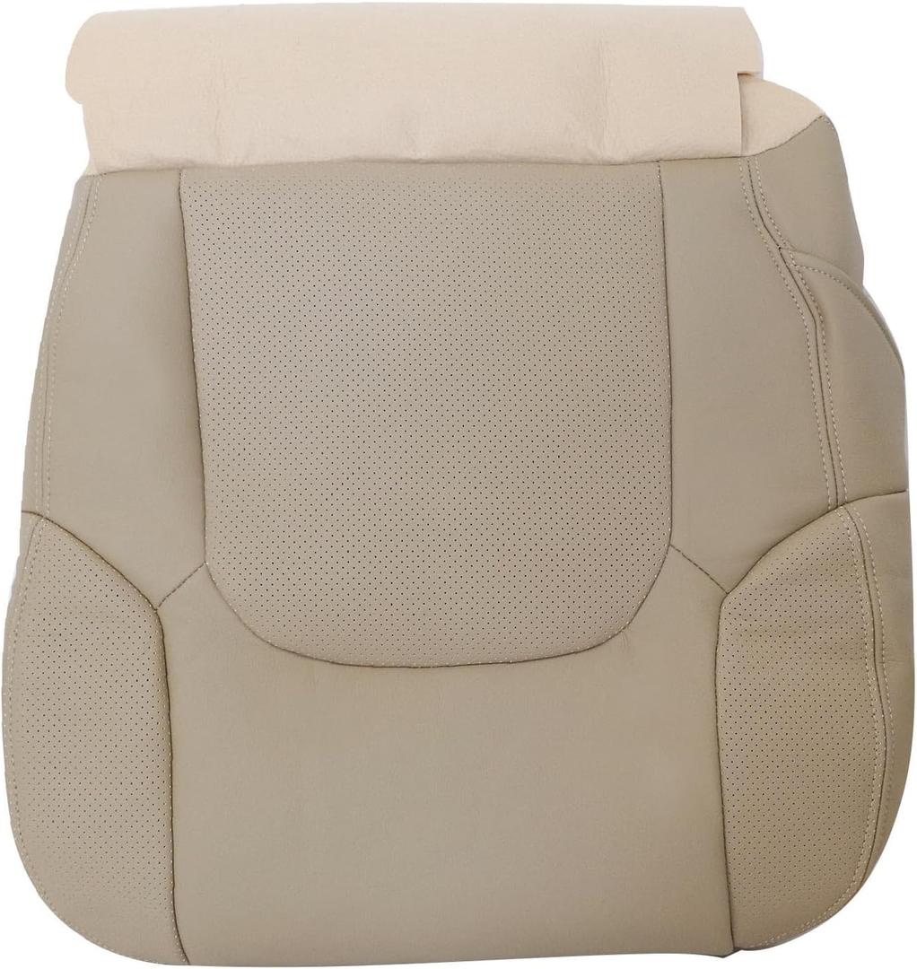 SecosAutoparts Driver Bottom Perforated Leather Seat Cover Beige Tan Compatible with Nissan Frontier 2005 2006 2007 2008 2009 2010 2011 2012 2013 2014 2015 2016 2017 2018 2019 2020 2021