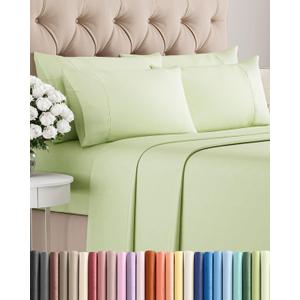 Cal King 6 Piece Sheet Set - Comfy, Breathable & Cooling - Hotel Luxury Bedding for Women, Men, Kids, Teens & Children - 1 Flat & 1 Fitted Sheet & 4 Pillowcases w/ Deep Pockets - Wrinkle Free - Light Sage