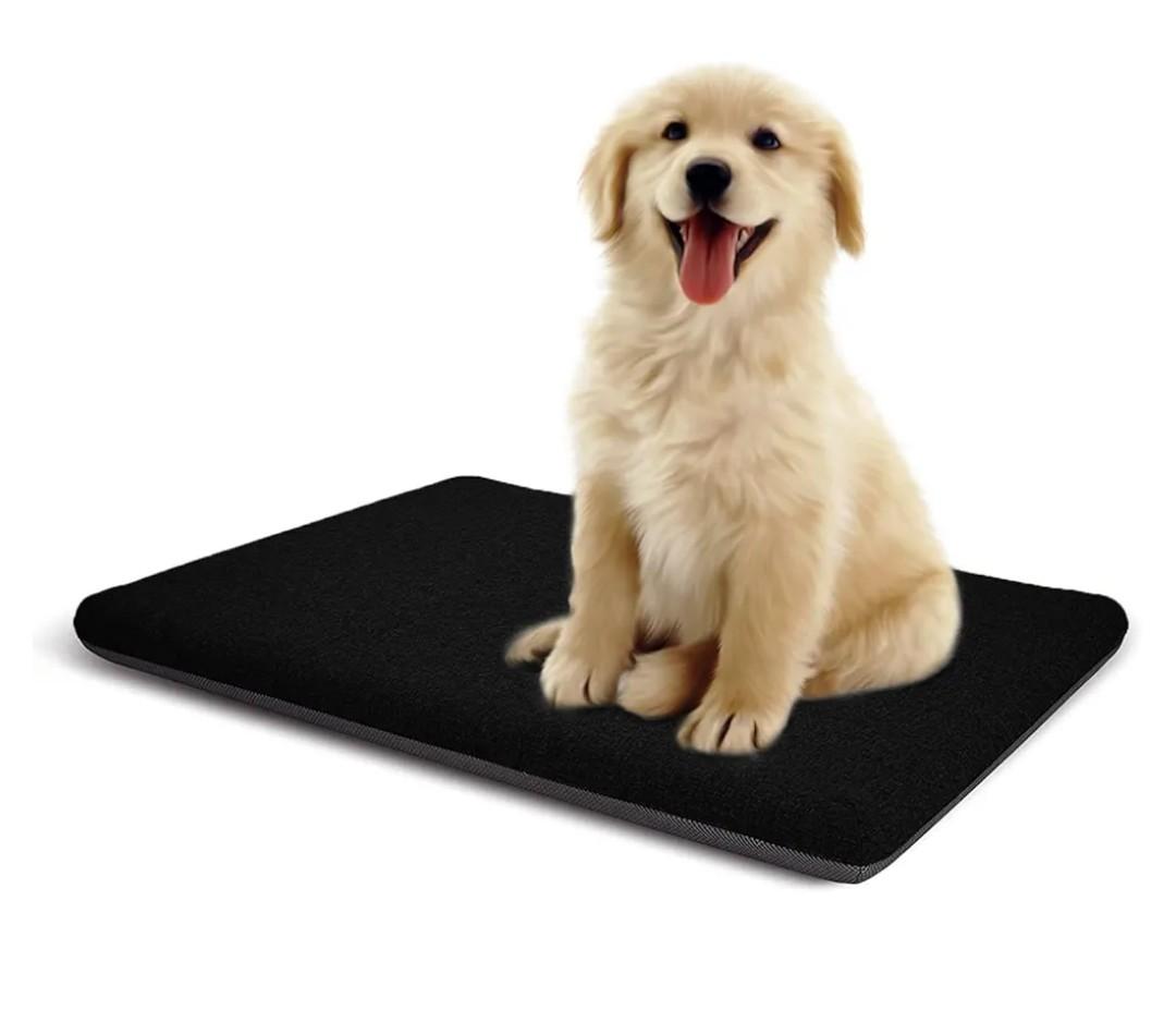 Dog Beds for Large Dogs, Dog Pad for Crate with Durable Washable Waterproof Linen Removable Cover, Black