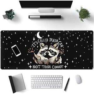 It's Trash Can Not Trash Cannot Desk Pad Cute Black Desk Mat Gaming Screaming Possum Mouse Pad Black Desk Matt for Desktop Keyboard Mouse Desk Mat with Stitched Edges Rubber Computer pad 31.5x11.8in